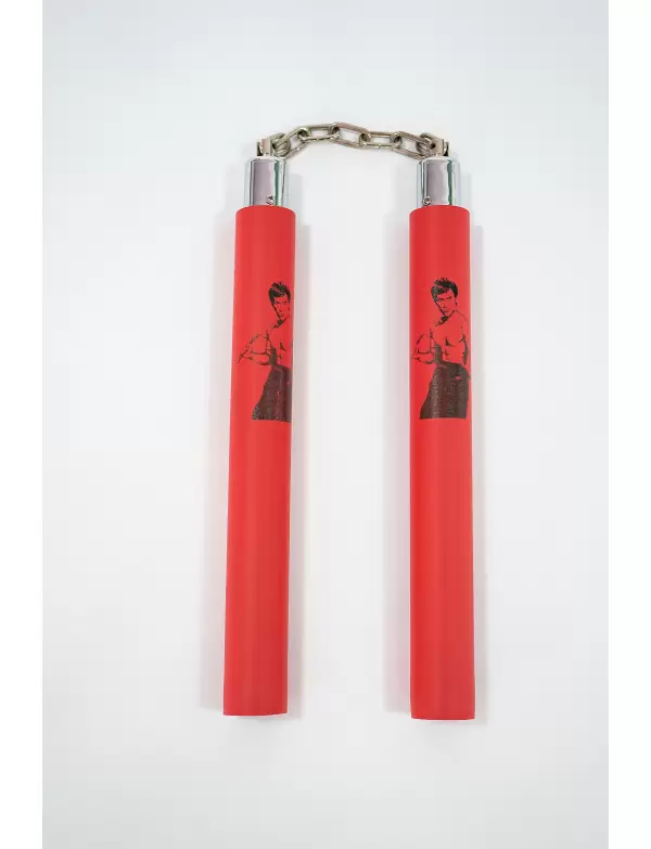 Nunchaku spuma rosu cu lant