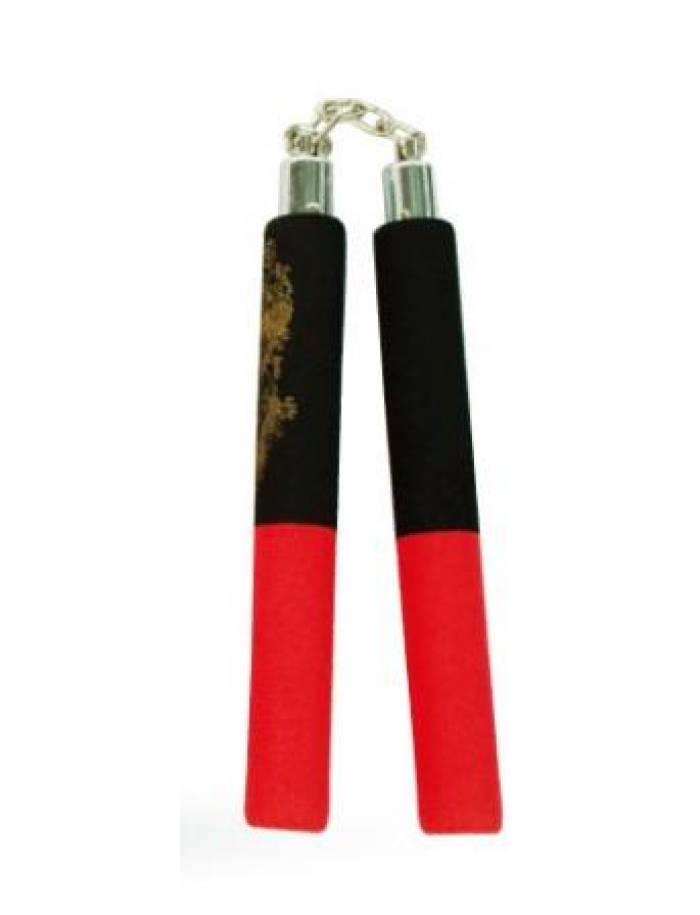 Nunchaku spuma cu lant Negru / Rosu
