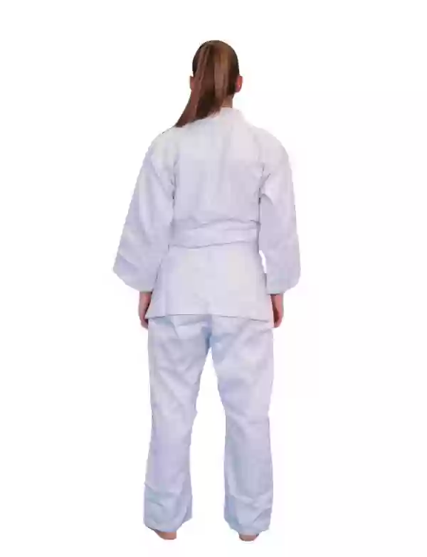 Kimono Judo Adidas Club J350 cu linii albastru solar