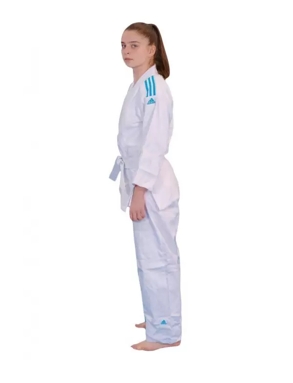 Kimono Judo Adidas Club J350 cu linii albastru solar