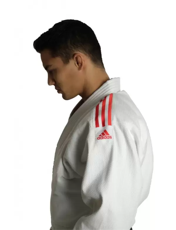Kimono Judo Adidas Club J350 cu linii rosii