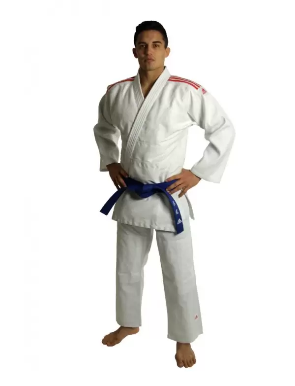 Kimono Judo Adidas Club J350 cu linii rosii