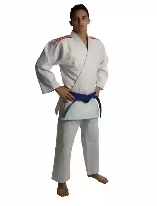 Kimono Judo Adidas Club J350 cu linii rosii